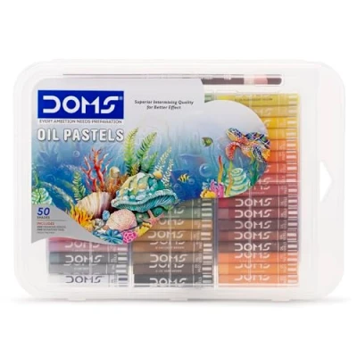 Image of 50 Assorted Colour Shades DOMS Oil Pastels Rich Bright Smooth Even