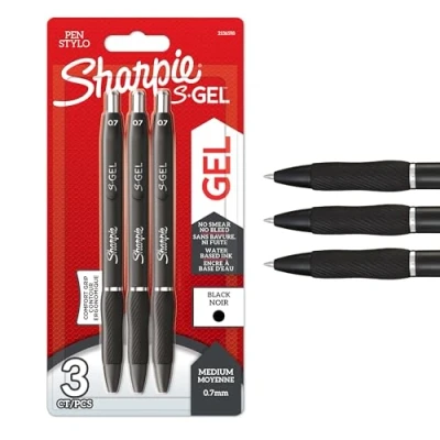 Image of Sharpie S Gel Pens Medium Point (0.7mm) Black Ink 3 Count