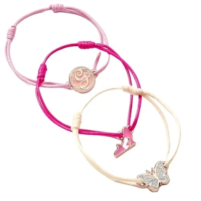 Image of WICKED Glinda Friendship Bracelet Set of 3 Bracelets Pin, White and Rose Gold