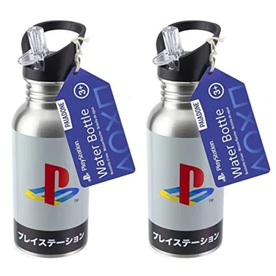 Image of Toptoys2u Bargain Bundles PlayStation Heritage Stainless Steel Water Bottle 500ml Pack of 2