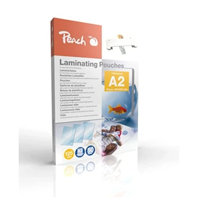 Image of Peach Laminating Pouches A2 125 mic 50 Glossy Premium Quality for Best Results Compatible with Devices of All Brand Manufacturers PP525 12
