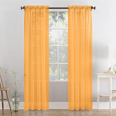 Image of Megachest a pair of slot top voile curtains (Orange, 56&quot; wideX90 drop 2 Panels)