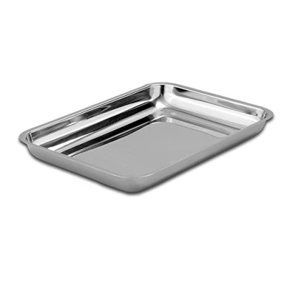 Image of Stainless Steel Rectangular Instrument Trayr Medical, Dentistry, Tattoo studio,Veterinary and Multipirpose Use trays (32x22x4cm)