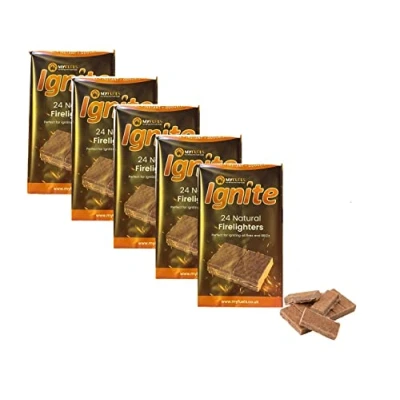 Image of 120 Natural Wood Firelighter Cubes Easy BBQ Fire Starter Paraffin Wax Sawdust