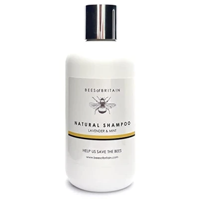 Image of Bees of BRITAIN 99% Natural Shampoo Lavender, Mint. No Sulfates/Parabens, pH 5.5, Sensitive Skin. We Donate 5% our Profit to Save + Pollinators. 250ml