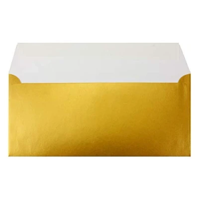 Image of 100 DIN Long Envelopes Gold 11 x 22 cm 90 g m² Self adhesive Standard for Baptism &amp; Invitations from your Glüxx Agent