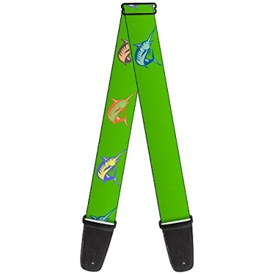 Image of Buckle Down Guitar Strap Marlin Green Multi Color 2 Inches Wide