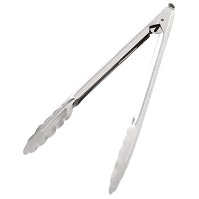 Image of Vogue Catering Tongs 25.5 cm/10 inch, Stainless Steel, Serrated Grip, Spring Loaded Food Serving Tongs, Easy Clean Dishwasher Safe, Professional &amp; Home Kitchen Use, J608
