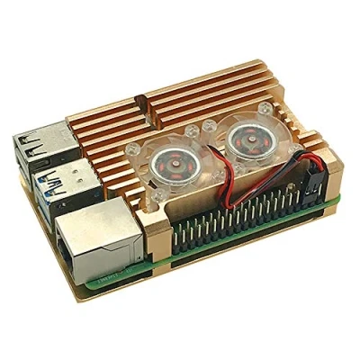Image of RLTech Case for Raspberry Pi 4 Model B, Heatsink with Fan Compatible B (Alu Gold)