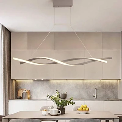 Image of Dimmable LED Pendant Light Modern Design Dining Room Kitchen Island Hanging Lamp with Remote Control Creative Spiral Chandelier for Bar Cafe Table Living Loft Office Ceiling Decor
