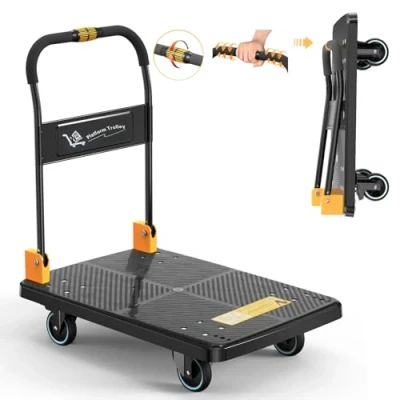 Image of N&amp;S Platform Truck Heavy Duty Trolley 350 kg One Handed Folding Sack on Mute Wheels