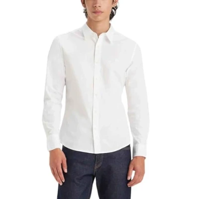 Image of Levi&#039;s Men&#039;s Long Sleeve Battery Housemark Slim LS HM Shirt Neutrals, Bright White, XL