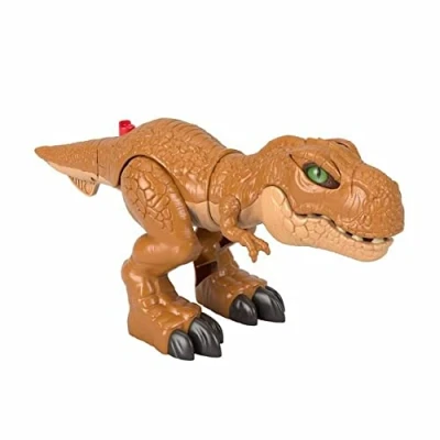 Image of Fisher Price Imaginext Jurassic World Thrashin Action T Rex dinosaur figure for preschool kids ages 3 to 8 years, HFC04