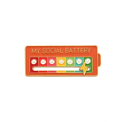 Image of MY Social Battery Enamel Pin Funny Indicator Lapel Mood Conversion Brooch 7 Days Badge Cute Creative Expression Men Women Gift (Orange)