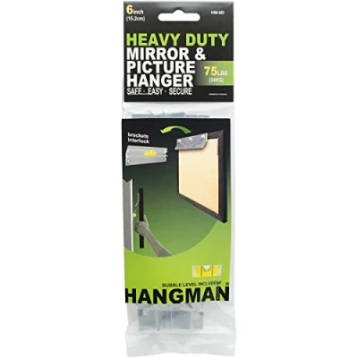 Image of Hangman Products Heavy Duty Mirror &amp; Picture Hanger with Walldogs 6 inch, Other, Multicoloured, 1.21x7.62x24.13 cm