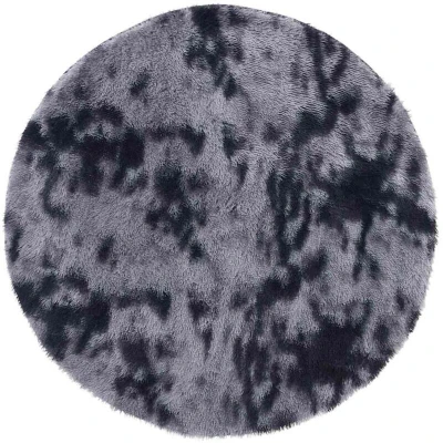 Image of vidaXL Shaggy Rug High Pile NAVARRA Dark Grey 120x120 cm Polyester