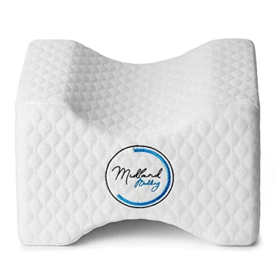 Image of Knee Pillow for Sleeping on Side Memory Foam Contour Leg Pain Relief Lower Back, and Joint Discomfort. Cushion Sleepers