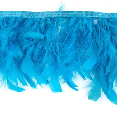 Image of Sowder Turkey Feathers Trim Fringe for Party Wedding Dress Sewing Crafts Costumes Decoration Pack of 2 Yards(Turquoise)