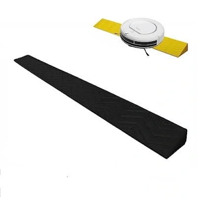 Image of Indoor Threshold Ramps, 1 6.5 cm High Ramp Portable Lightweight Plastic Curb Wheelchair Ramp, for Sweeping Robot, Bicycles, Scooters, Luggage, Electric Vehicles ( Color : Svart , Size 100*13*