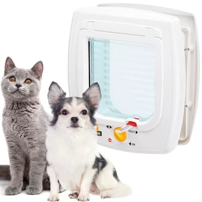 Image of Ferplast Swing 5 Universal Cat Flap for Dogs and Cats 4 Selectable Closing Modes Wind Stopper System Shock Absorber Magnetic Anti Oscillation Direction Indicator White