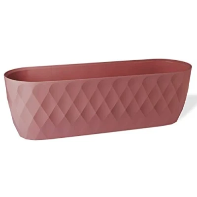 Image of Rammento 48cm Large Garden Oval Planter Gloss Dark Pink Plant Pot, Perfect for Indoor &amp; Outdoor Horticulture, Ideal Flowering Plants, Greenery, or Shrubs