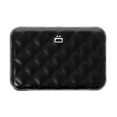 Image of ÖGON Quilted Aluminium Wallet for Women Lady case Credit Card Holder RFID Protection Up to 10 Cards and Banknotes Black