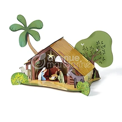 Image of Avenue Mandarine Ref PU021C Christmas Nativity Décor Puzzle Contains 1 Large Diorama &amp; 10 Characters Featuring Artwork from Emmanuelle Colin, Suitable for Ages 4 6+