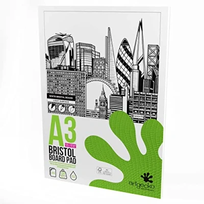 Image of Artgecko Pro White Bristol Board Pad A3 Portrait 20 Sheets 250gsm