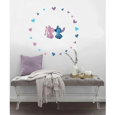 Image of Komar Wall Sticker Stitch and Angel Cutie Size 50 x 70 cm Disney Sticker, Children&#039;s Room Colourful
