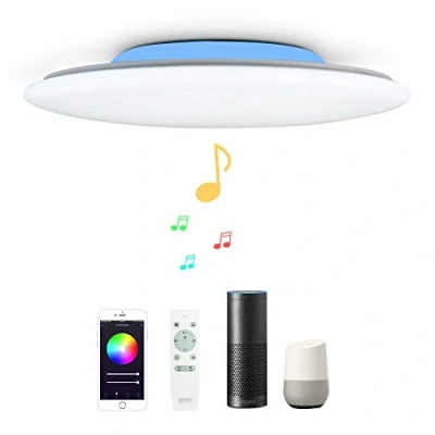 Image of 48W 50CM Starry Modern Smart Music WIFI LED Ceiling Light Compatible With Amazon Alexa Google Home Remote Control Dimmable RGB Lamp 2 Bluetooth Speakers For Lounge Bedroom Living Room Kitchen