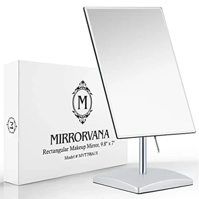 Image of Large Free Standing Mirror For Bathroom Countertop, Dressing Table, Desk and Bedroom Vanity True Frameless Face Makeup Shaving 25 x 18cm