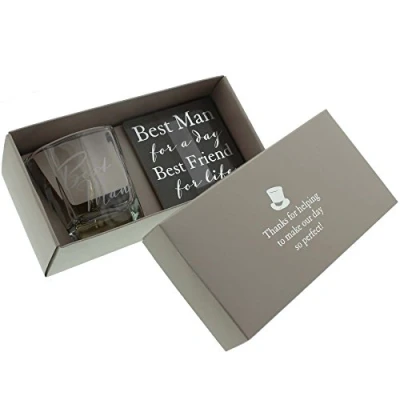 Image of Amore by Juliana Whisky Glass &amp; Coaster Best Man Wedding WG570