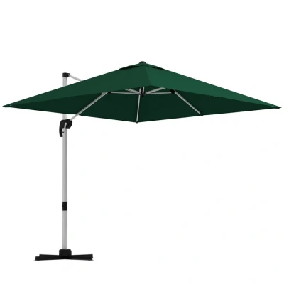 Image of Outsunny 3 x 3m Garden Cantilever Roma Parasol with 360 Rotation Crank Handle Tilt Green