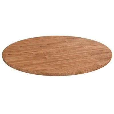 Image of vidaXL Treated Solid Oak Wood Table Top Rustic Design, Round Top, Light Brown, Durable &amp; Easy to Clean, Ø60x1.5 cm, For Home Commercial Use