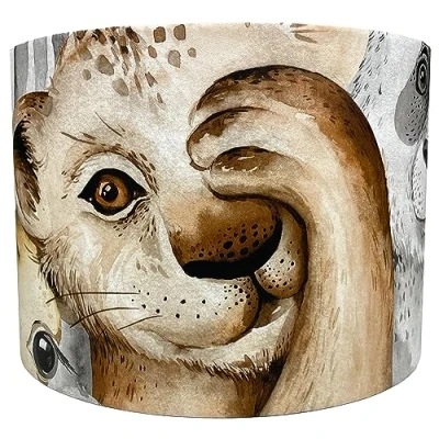 Image of Kids Jungle Animal Lampshade Ceiling Light Shade Boys Girls Lion Elephant Giraffe Safari Nursery Bedroom Accessories Room Decor