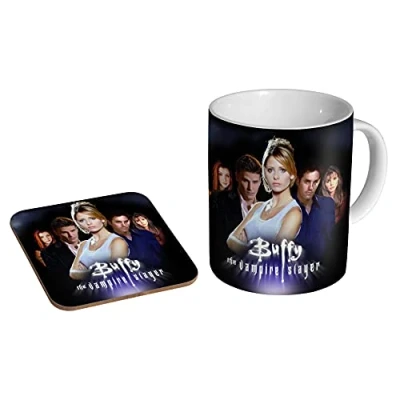 Image of mugmart Buffy The Vampire Slayer Ceramic Coffee Mug + Coaster Gift Set …