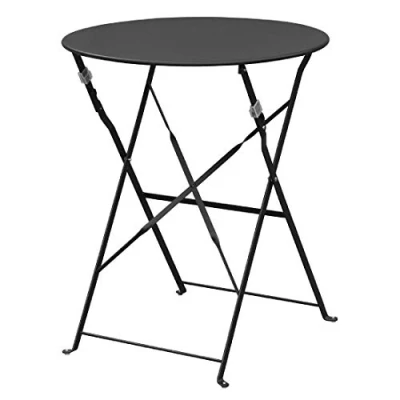 Image of Bolero Black Pavement Style Steel Table 710X595mm Garden Restaurant Commercial