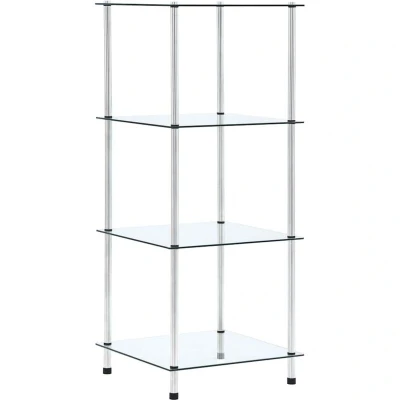 Image of vidaXL 4 Tier Shelf Transparent 40x40x100 cm Tempered Glass