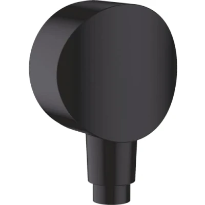 Image of hansgrohe 26453670 FixFit S Wall Hose Connection with Backflow Preventer Matte Black, mit Rückflussverhinderer
