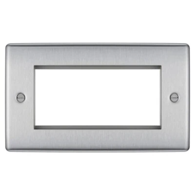Image of British General Nexus Metal Euro Module Front Plate Brushed Steel NBSEMR4