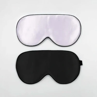 Image of townssilk 2 pcs 100% Silk Sleep mask with Adjustable Strap,Comfortable and Super Soft Eye Including 1 pc Balck laverder