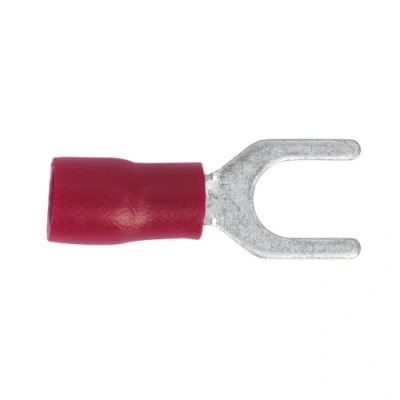 Image of Sealey Easy Entry Fork Terminal Ø5.3mm (2BA) Red Pack of 100