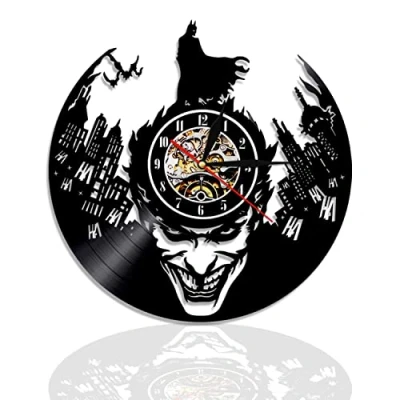 Image of KAXGU Vinyl Record Wall Clock with LED Night Light 12 inch 3D Hanging Clocks 7 Colors Changing Remote Controller