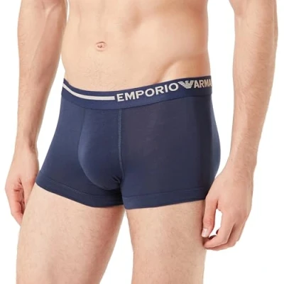 Image of Emporio Armani Men&#039;s Trunk Side Logo, Marine, S