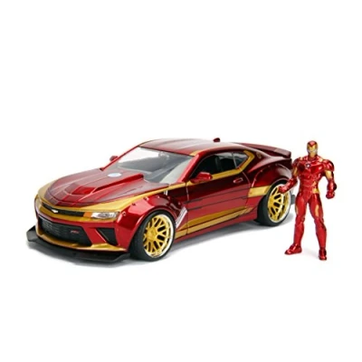 Image of Jada 99724R CHEVY CAMARO With Iron Man Toys and Car Red / Gold