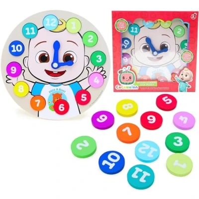 Image of Toyland® Cocomelon Educational Wooden Learning Clock Puzzle Learn To Tell The Time Toddler Toys Age 3+