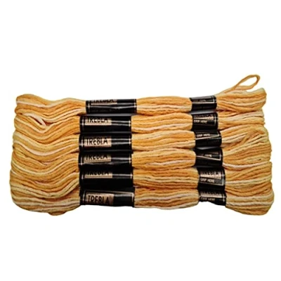 Image of Trebla Pack of 6 Variegated Embroidery Thread/Skeins 8m Yellows Col. 34