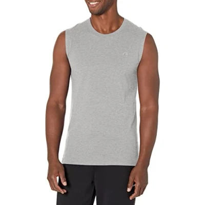 Image of Champion Men&#039;s Classic Jersey Muscle T Shirt, Oxford Gray, XXL