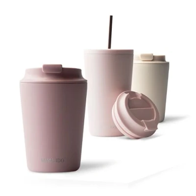 Image of MAMEIDO Insulated Coffee Cup Travel Mug 350ml Leakproof Flask BPA Free, Tumbler for Hot &amp; Cold Drinks (Powder Blush, 0,35l)