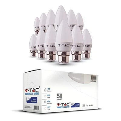 Image of Energy Saving Classic C37 Shape LED Bulb with Samsung 470 Lumens Warm White B22 Pack of 12